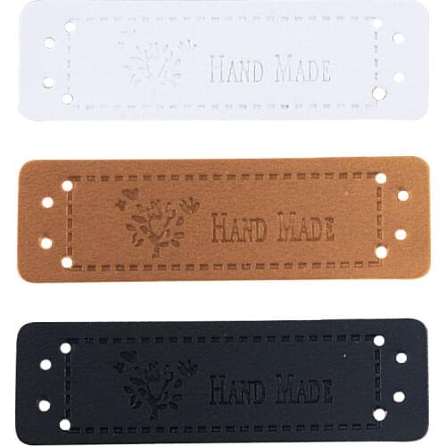 24 pcs/lot handmade Letter Garment Labels leather sewing DIY handmade clothes labels with tree logo sewing accessories