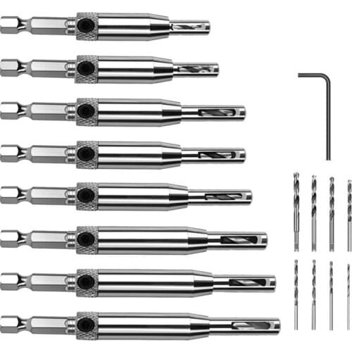 4-16Pcs Self Centering Drill Bits HSS Hinge Center Hexagon Drill Bits Door Cabinet Woodworking Positioning Hole Puncher Tool
