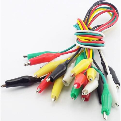 50pcs Alligator Crocodile Clips Cable Test Leads Jumper Wire cord Electric repair DIY Roach Clip Electrical randomly color Clips
