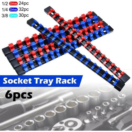 6pcs 1/4" 3/8" 1/2" Plastic Socket Tray Rail Rack Storage Holder Organizer Shelf Stand Wrench Holders Home Tools New Arrival