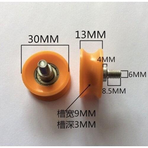 6x30x13mm 606 U Groove Pulley Screw Roller Shaft Bearing Plastic Wheel Door and window pulley