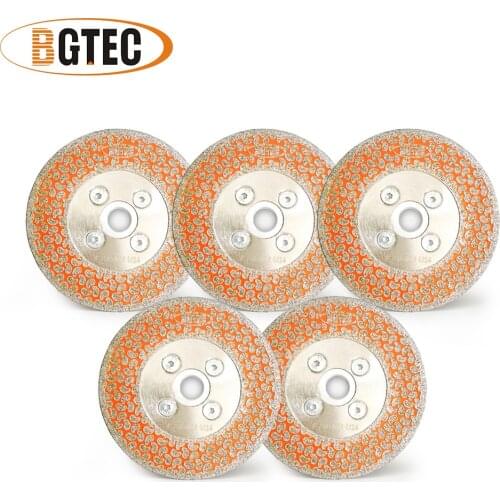 BGTEC 5pcs 105mm Single side coated Electroplated diamond cutting & grinding blade 4 inch M14 Thread marble diamond disc