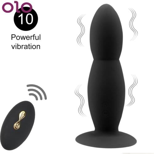 OLO Anal Vibrator Butt Plug With Strong Sucker Prostate Massager Wireless Remote Control 10 Speed Erotic Sex Toys for Women Men
