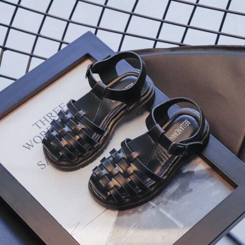 Childrens Shoes Summer New Princess Shoes Baotou Gladiator Sandals Girls Sandals Big Childrens Woven Shoes