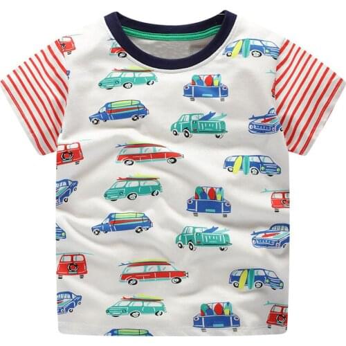 Jumping Meters Boys Top Printed Cars Shirt Baby Tees Summer Clothes 18 Cartoon Kids Tshirts For Boys Clothing Children