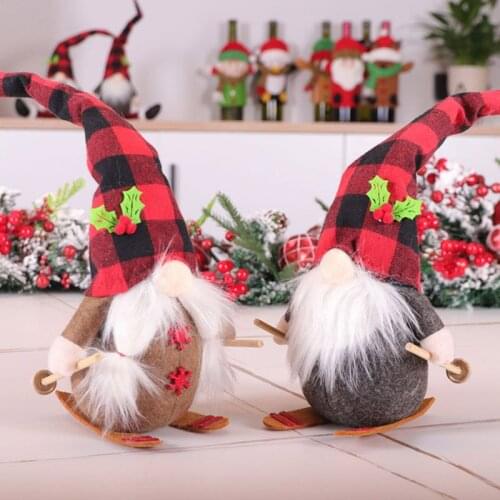 Handmade Skiing Gnome Swedish Tomte Christmas Elf Doll Toy Ornaments Shop Window Table Decoration