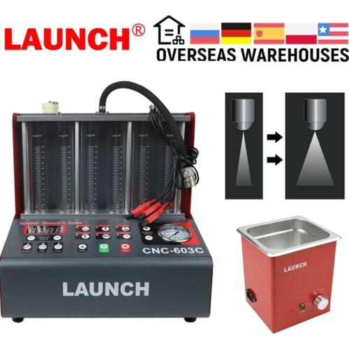 Launch CNC603C 6 Cylinder Car Fuel Injector Cleaning Machine Ultrasonic Fule Injector Cleaner Tester Washing Tool DHL for Atuo