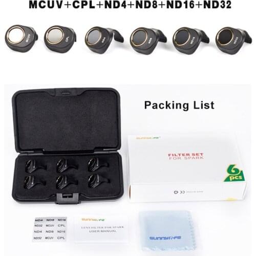 Snap on Filters Set 6Pcs ND4/8/16/32 CPL Circular Polarizer MCUV UV Camera Lens Filter Kit for DJI SPARK Drone Accessories