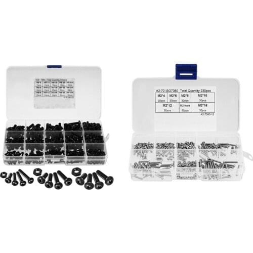 2 Set Hex Socket Button Head Cap Bolts Screws Nuts Set, M3 M4 M5 & M2