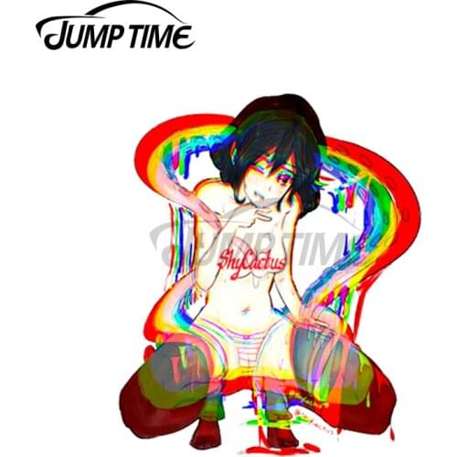 Jump Time 13 x 9cm For Acid Rainbow Deluxe Sexy Girl Car Stickers Decals Anime Fashion Occlusion Scratch Waterproof Vinyl Decor