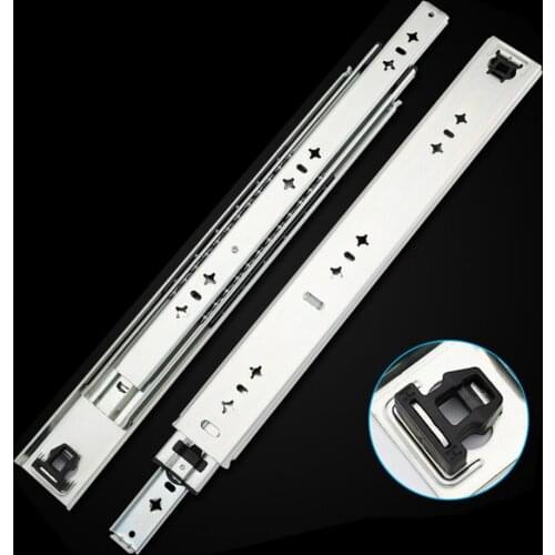 Drawer Runners Solid steel ball Ball Bearing 53 wide Three Fold Full Heavy With lock Extension Maximum load 220kg Solid ball