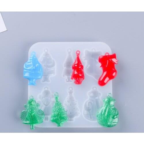 NOT AS LONG diy Epoxy Mold Christmas 6-in-a-mold Silicone Set Cute Santa Claus Christmas Tree Handmade Jewelry Mirror Mold