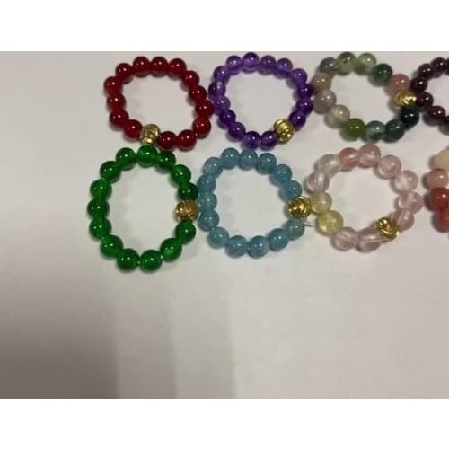 Newest Simple Design High Quality 4MM Natural Semi-precious Stone Gemstone Agate Elastic Beads Ring Women