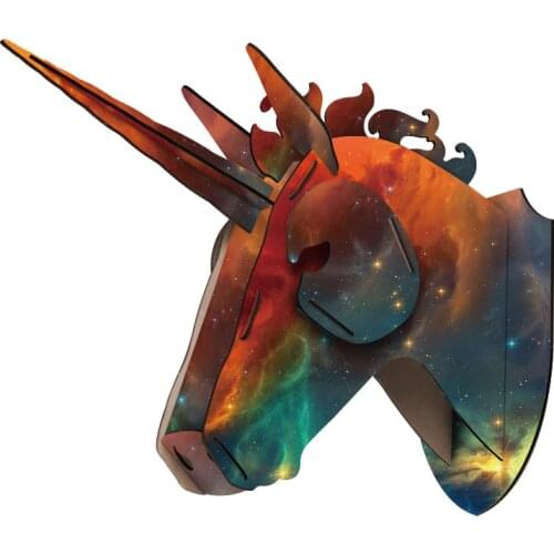 New DIY 3D Wooden Unicorn Deer Head Art Home Office Wall Hanging Decoration Storage Holders Unicorn Home Decoration Accessories