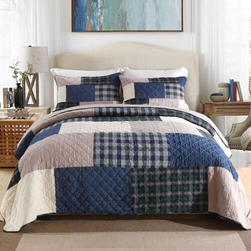 New Quality Bedspread Quilt Set Patchwork Coverlet Cotton Quilts Duvet Covers Pillowcase King Queen Size Quilted Bedding Sets