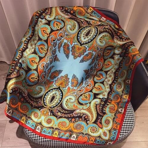 New Versatile Shawl Print 90cmx90c Luxury Brand SCARF Bohemian Silk Scarf Womens Square Scarf Womens Headdress