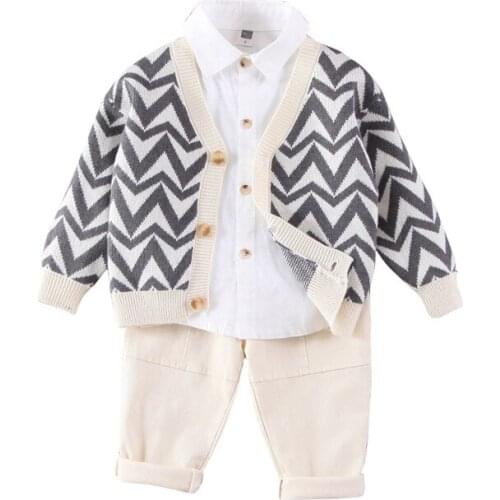 New Spring Autumn Baby Boy Clothes Suit Children Sports Jacket Shirt Pants 3Pcs/Set Toddler Casual Costume Striped Kids Clothing