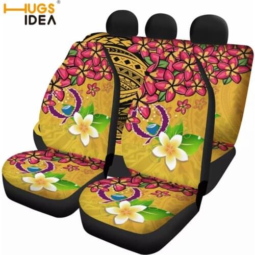 Full Set Vehicle Seat Covers Colorful Plumeria Print Front&Back Seat Cover Comfortable Car Seat Cover Fashion Interior for Women