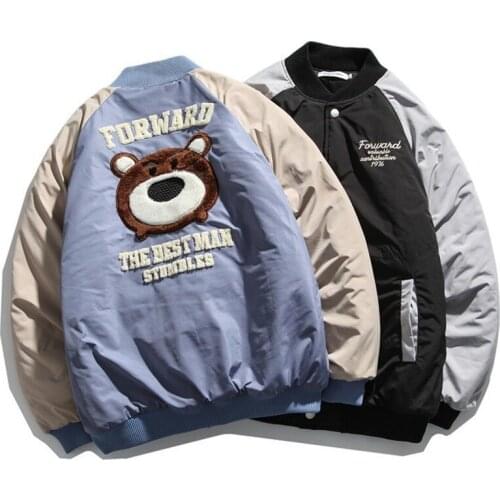 Port wind shoulder sleeve bear cartoon couple Korean version of cotton clothing thickened student winter coat breadclothing tide