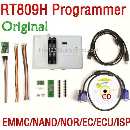 Original RT809H+CD software+ ICSP+ISP EMMC-Nand-NOR-FLASH Extremely Universal Programmer better than RT809F CH341A programmer