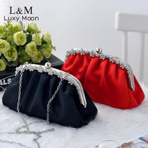 Womens Luxury Diamond Evening Bag Floral Shaping Solid Handbag And Purse Fashion Pleated Designer Shoulder Bag Sac Femme X375H