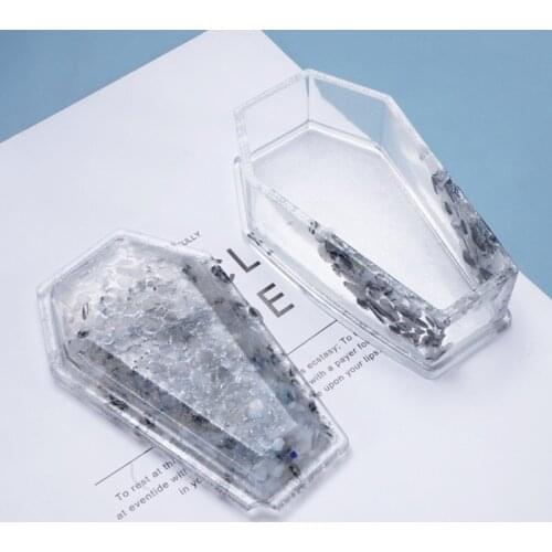 DIY Crystal Epoxy Resin Mold Halloween Coffin Storage Box Mirror Silicone Mould 85LB