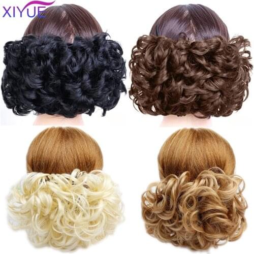 XIYUE Womens Curly Chignon With Elastic Rubber Band Clip In Synthetic Scrunchie Wrap Hair Messy Bun Hairpieces