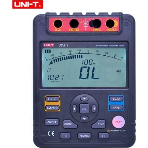 UNI-T UT511 1000V 10Gohm Digital Insulation Resistance Testers Meter Megohmmeter Low Ohm Ohmmeter VoltmeterAuto Range Megger