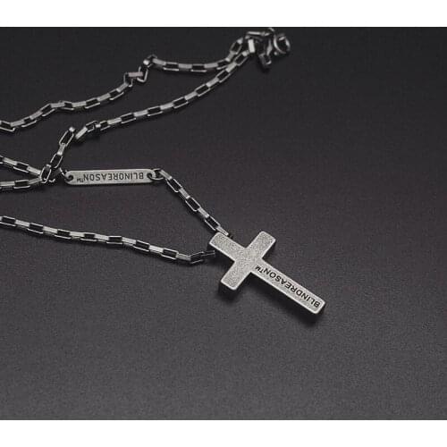 Vintage Cross Pendant Necklace for Men Woman Stainless Steel Unique Long Chain Link 27Inch Necklaces Male Jewelry