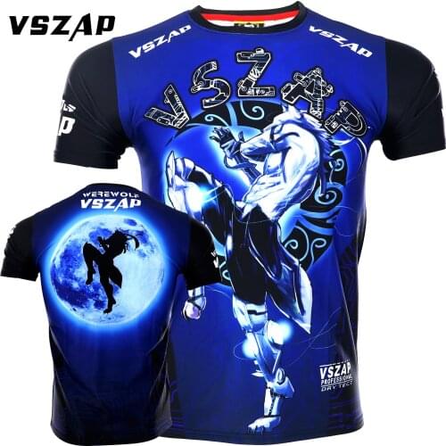 VSZAP fighting speed dry spring fitness short sleeve T-shirt man MMA fight free fight muay Thai Wolf muscle dog training