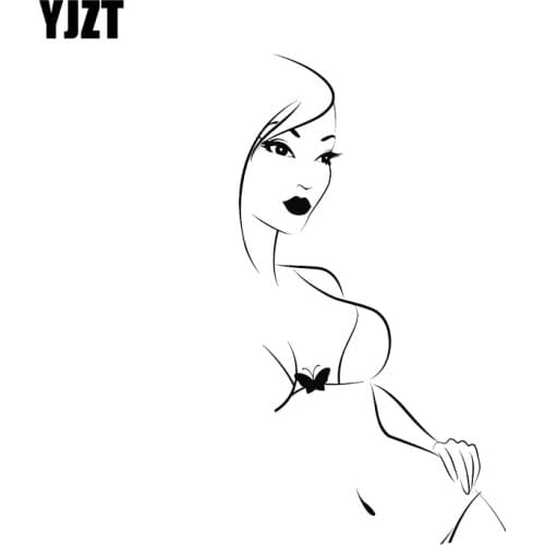 YJZT 7.7*14.1CM Sexy Graceful Kind Lady Black/Silver Skillful Manufacture Vinyl Decals Covering The Body Nice Design C20-0299