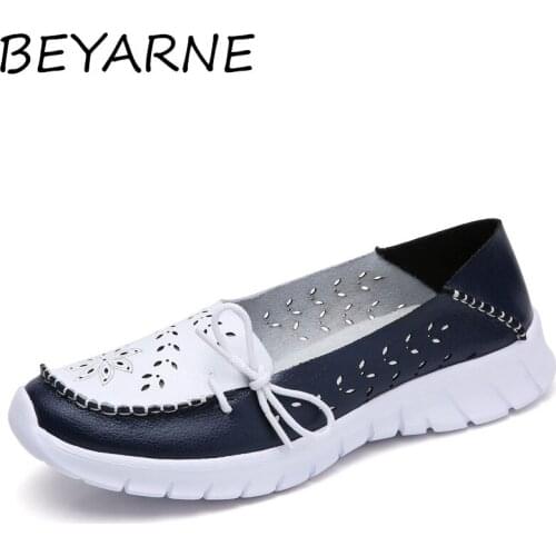 BEYARNE 2020summer women Ballerinas genuine leather shoes without lace Ballerinas Ballerinas woman flat moccasins moccasins shoe