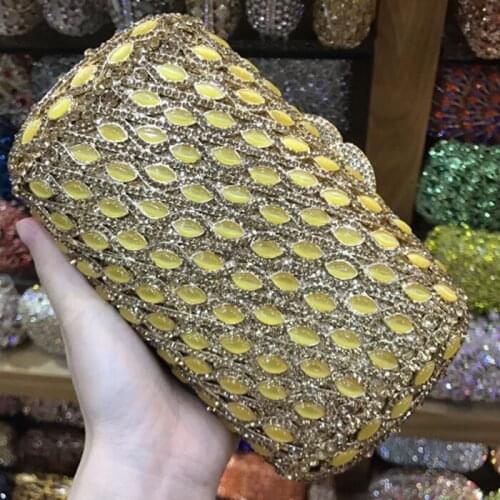 Women Silver Crystal Evening Bags Clutches For Wedding Dress Bridal Party Prom Hollow Out Diamond Handbags Bolso de Noche Boda