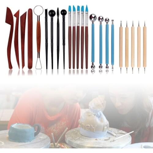 1Set Clay Sculpting Kit Ceramic Clay Tools Set Drill Pen Ceramics Sculpting Craft Wooden Handle Modeling Carved Tool