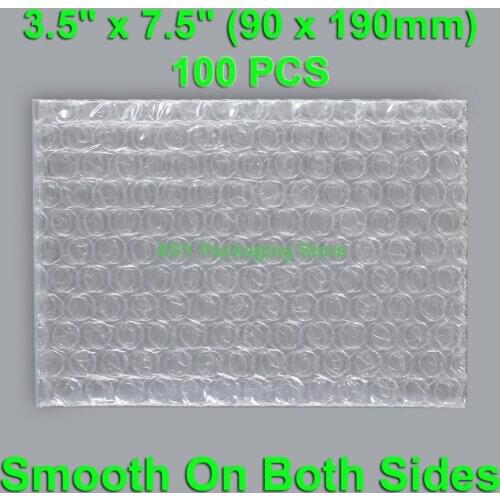 100 PCS 3.5" x 7.5" (90 x 190mm) Bubble Bags Clear Poly Packing Envelopes Plastic Packaging Pouches Flat Open Top