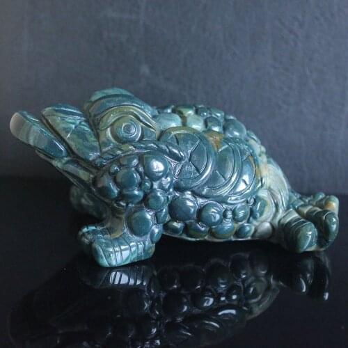 107mm Hand Carved gemstone Indian Agate toad Hoptoad Figurine Animal Carving