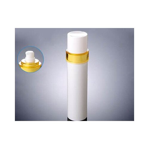 120G white cream PET bottle w Yellow shoulder &white transparent cover cosmetic container press pump f serum lotion,foundation