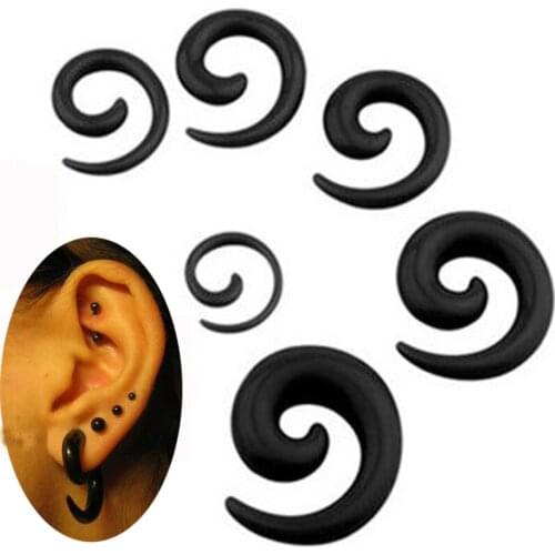 2 pieces Fashion New Black white Spiral Ear Plug Flesh Plugs Tapers UV Acrylic Ear Piercing Body Jewelry Men women