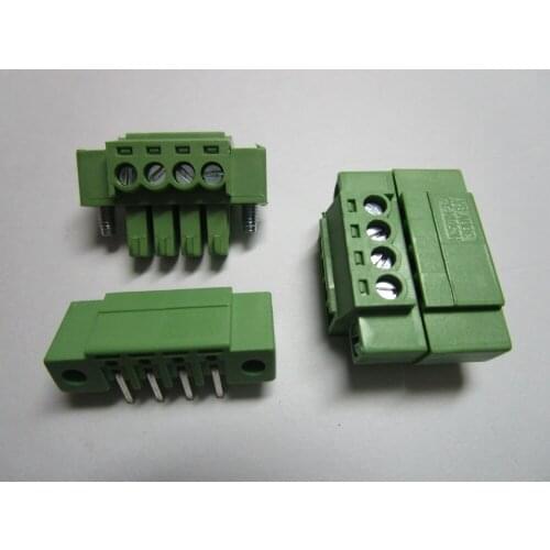 200 pcs With Embossmen Angle 4 pin Pitch 3.81mm Screw Terminal Block Connector Green Color Pluggable Type with angle pin