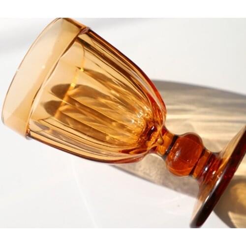 360ml 12oz Colored Goblet Wine Water Glass Pressed Blue Amber Glass Goblets Vintage Glass Cup