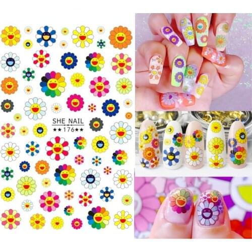 SHE-176 Sunflower Bear Cartoon Rose flower butterfly 3D Back glue Nail decal Nail sticker Nail decoration Nail art Nail ornament