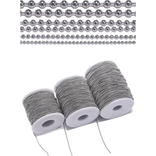 5 Meters/Lot 1.2-4.0mm Beaded Ball Stainless Steel Bulk Ball Bead Chains For DIY Necklaces Jewelry Making Accessories Wholesale