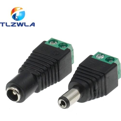 5Pcs 12V 2.1 x 5.5mm DC Power Male Plug Jack Adapter Connector Plug for CCTV single color LED Light 5.5*2.5mm The socket