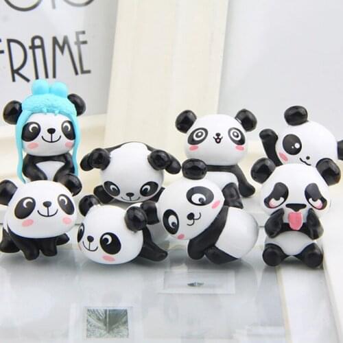 8Pcs/Set Kids Fairy Garden Miniature Decor Cute Cartoon Panda Toy Figurines Landscape Kawaii Pandas Animals Models Chinese Style