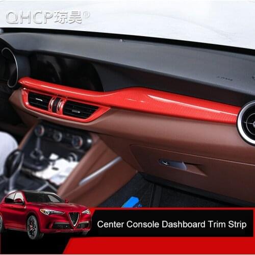 QHCP ABS Carbon Fiber Style Car Center Console Dashboard Trim Strip Sticker Decoration Auto Accessories For Alfa Romeo Stelvio