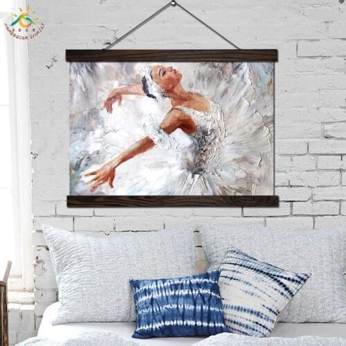 White Dancing Ballet Girl Modern Canvas Art Prints Poster Wall Painting Scroll Painting Artwork Wall Art Pictures Home Decor