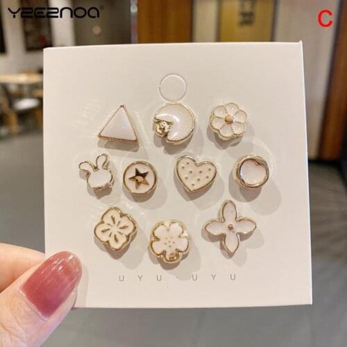 10PC Button Brooch Set Imitation Pearl Rhinestones Pin Anti-Exposure Buckle Cute Neckline Fastener Nail Pearl Button Accessory