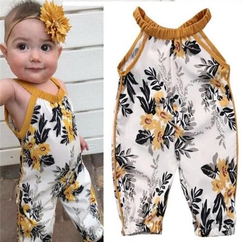 Newborn Toddler Kids Girl Floral Romper Sleeveless Infant Kids Jumpsuit Playsuit Outfit Sunsuit 0-4Y