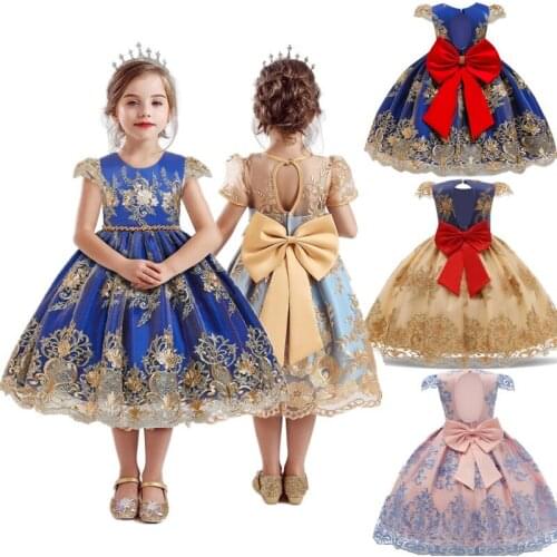 Flower Kids Dresses for Girls Luxury Princess Party Dress for Birthday Christmas Dress for 4-10 Yrs Childrens Clothing Vestidos