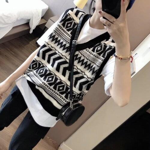 European and American trend cashmere wool vest womens V-neck sleeveless sweater loose wild pullover new product jacket vest